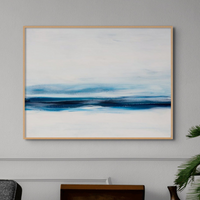 Marine Blue Coast Painting | Abstract Beach Painting - Unframed