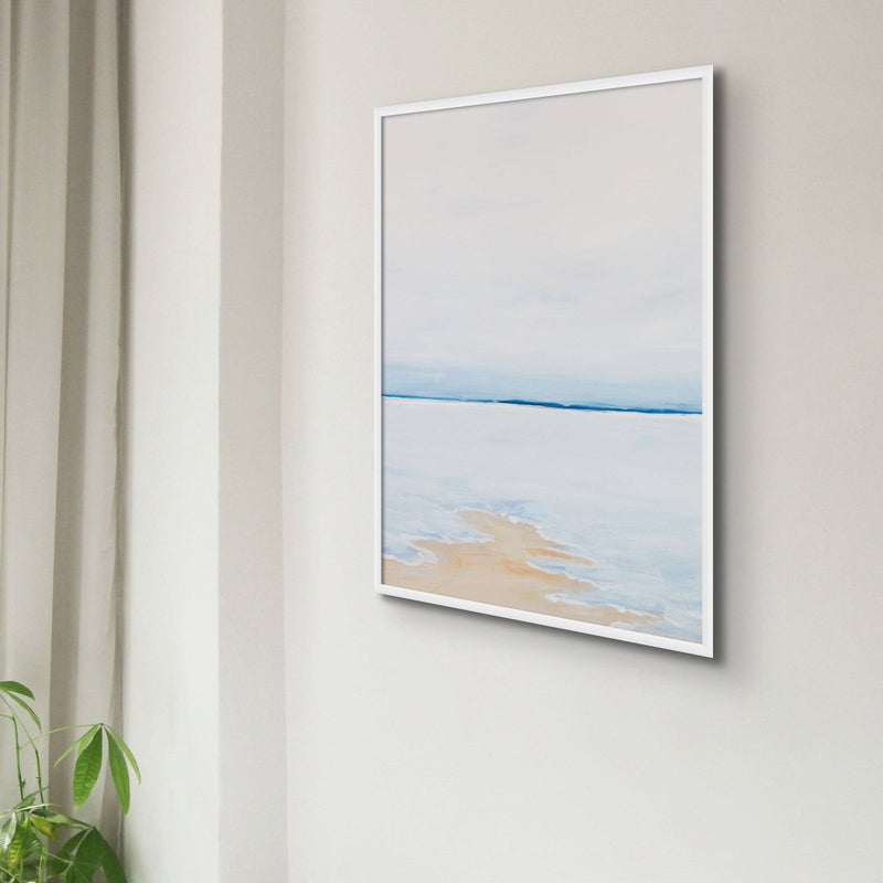 Modern Abstract Coastal Painting No 1 | Minimal Seascape Painting - Framed Canvas