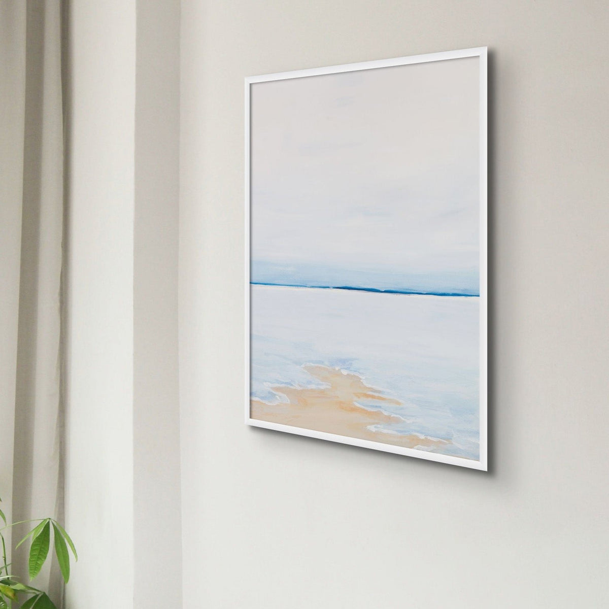 Modern Abstract Coastal Painting No 1 | Minimal Blue Beach Painting - Unframed Wall Art