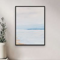 Modern Abstract Coastal Painting No 2 | Minimal Sea Painting Blue - Framed Wall Art