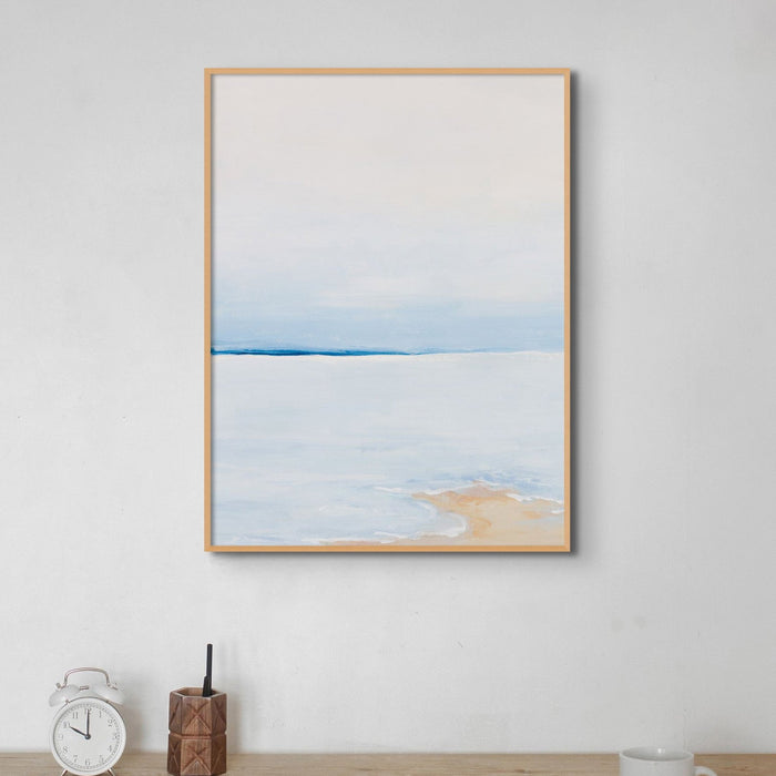 Modern Abstract Coastal Painting No 3 | Minimal Sea Painting - Framed Canvas 