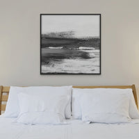 Monochrome Coastal Painting | Black & White Beach Painting - Unframed Art Print