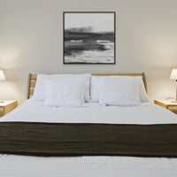 Monochrome Coast | Black & White Beach Painting - Framed Canvas