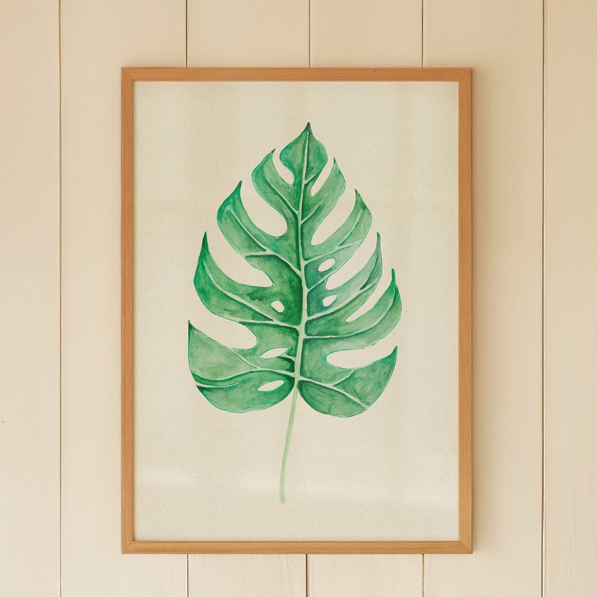 Monstera Leaf Artwork No 1 | Green Botanical Wall Art - Unframed