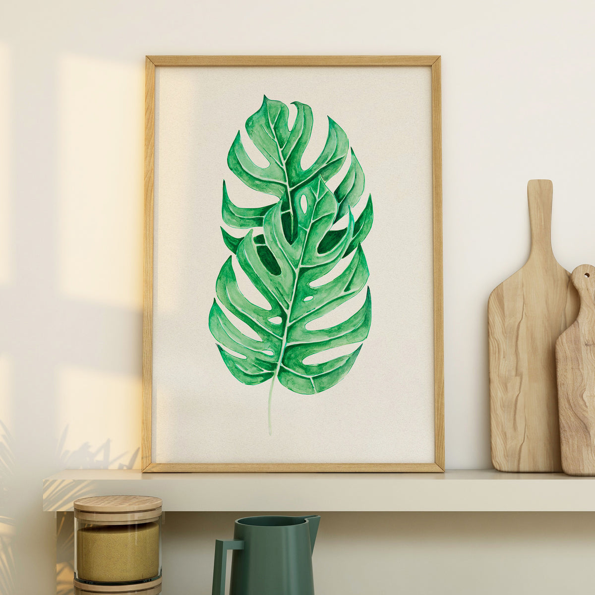 Monstera Leaf Artwork No 2 | Green Botanical Wall Art - Unframed