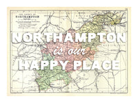 Happy Place Map With White Font - Personalised