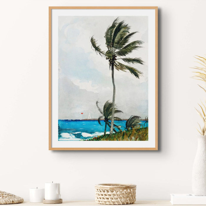 Palm Tree Painting | Vintage Watercolour Beach Wall Art Print - Unframed Art Print