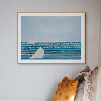 Paper Sailing Painting | Mixed Media Seascape Wall Art - Unframed Wall Art