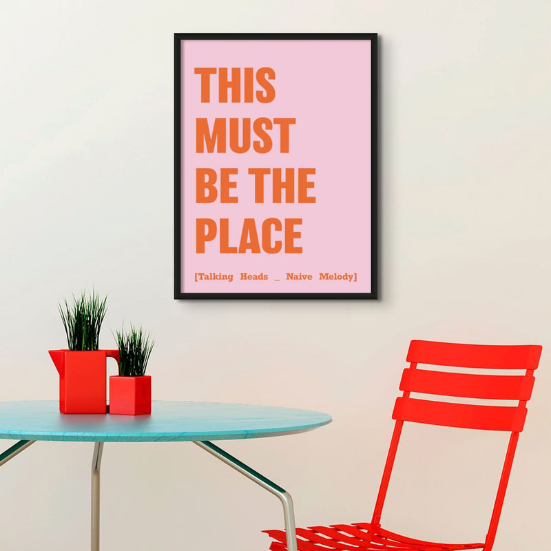 This Must Be The Place (Pink) Song Lyric Typography Art Print - Framed Beach House Art - Vintage bird paintings