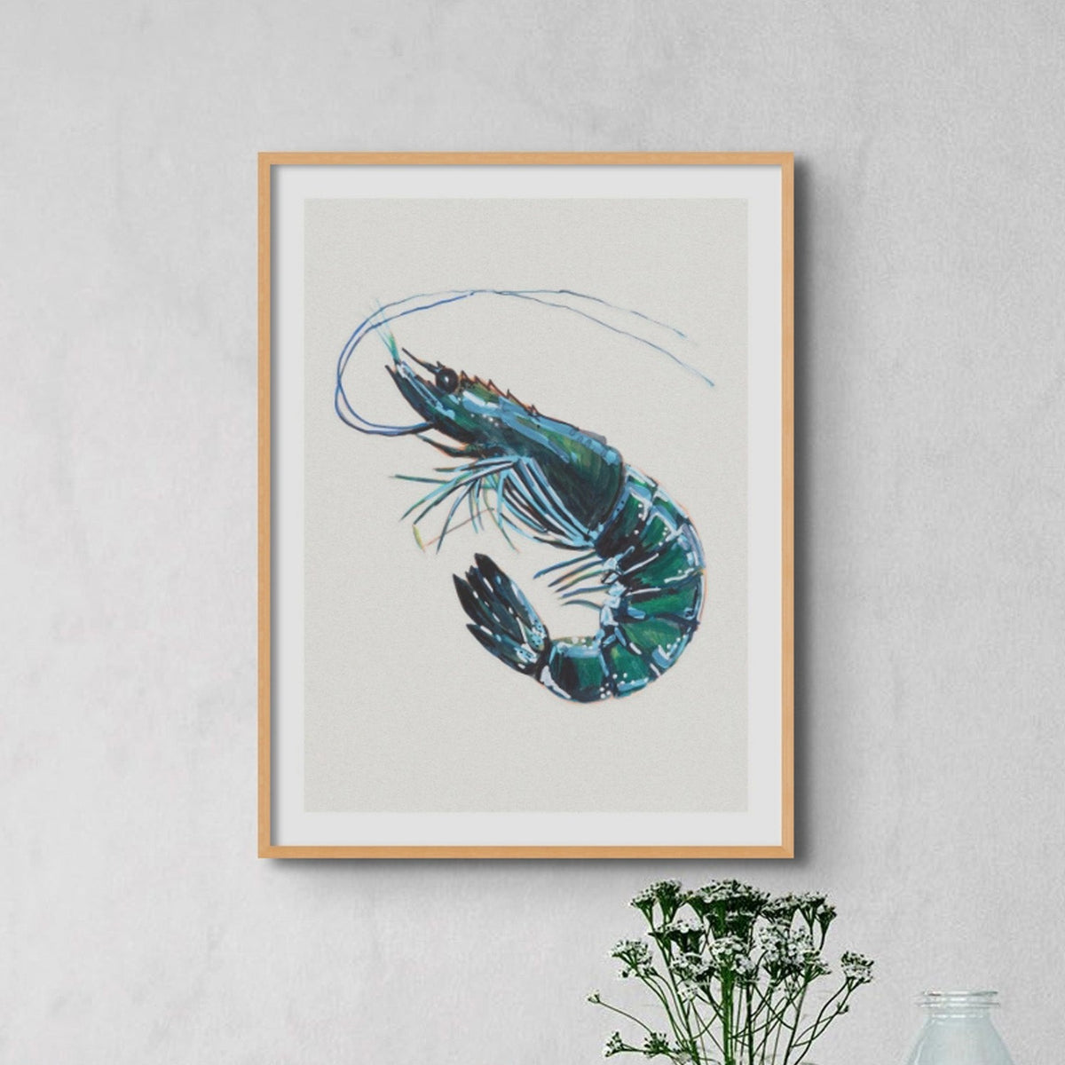 Set of Shellfish Art Prints - Unframed Beach House Art set of blue abstract line art prints