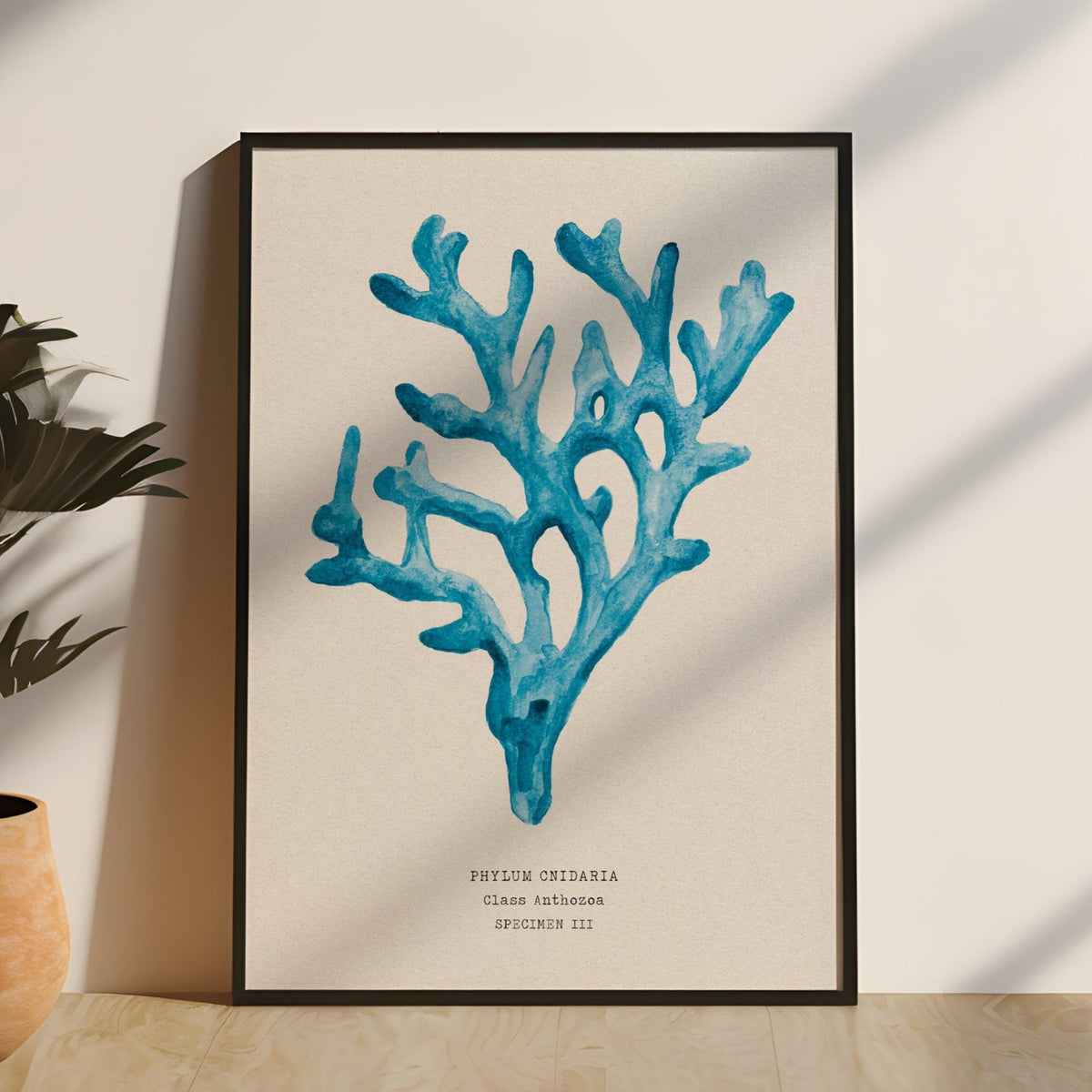 Coral Wall Art | Sea Blue Art Print | Specimen 3 - Framed Beach House Art