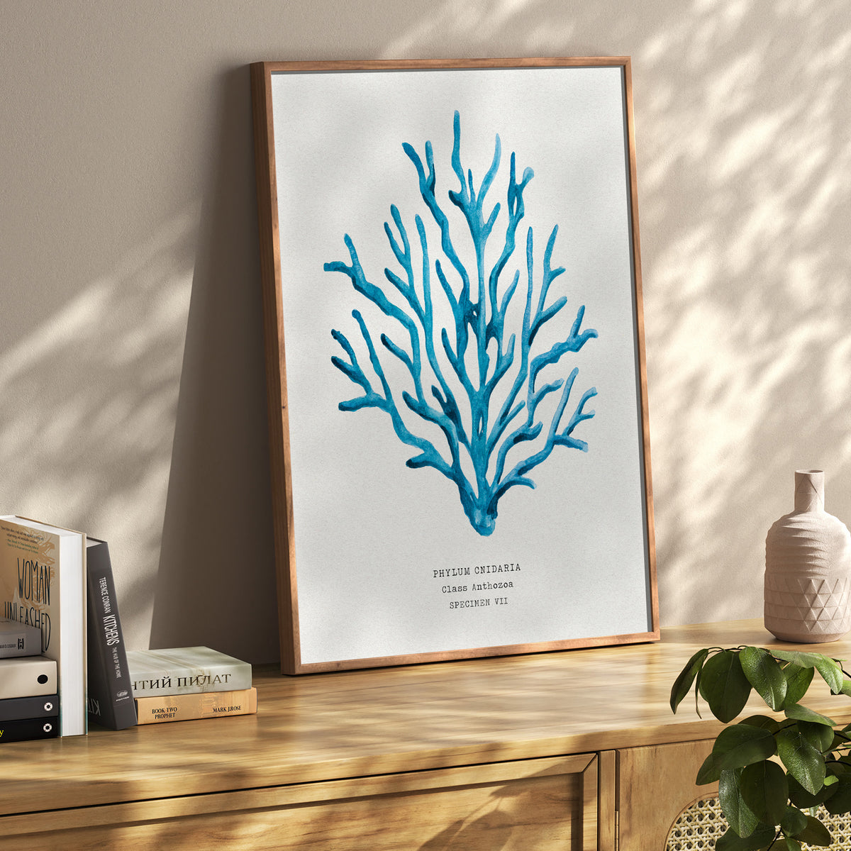 Coral Wall Art | Sea Blue Art Print | Specimen 7 - Unframed Beach House Art