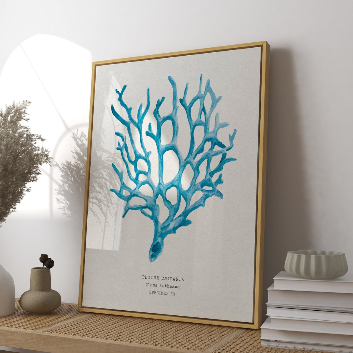 Coral Wall Art | Sea Blue Art Print | Specimen 9 - Framed Beach House Art