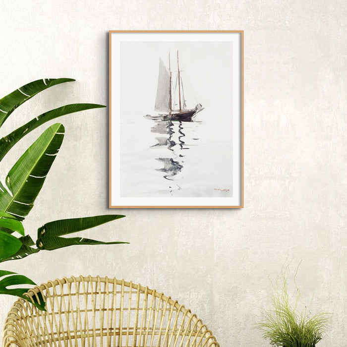 Schooner Painting | Vintage Watercolour Boat Wall Art Print - Framed Art Print