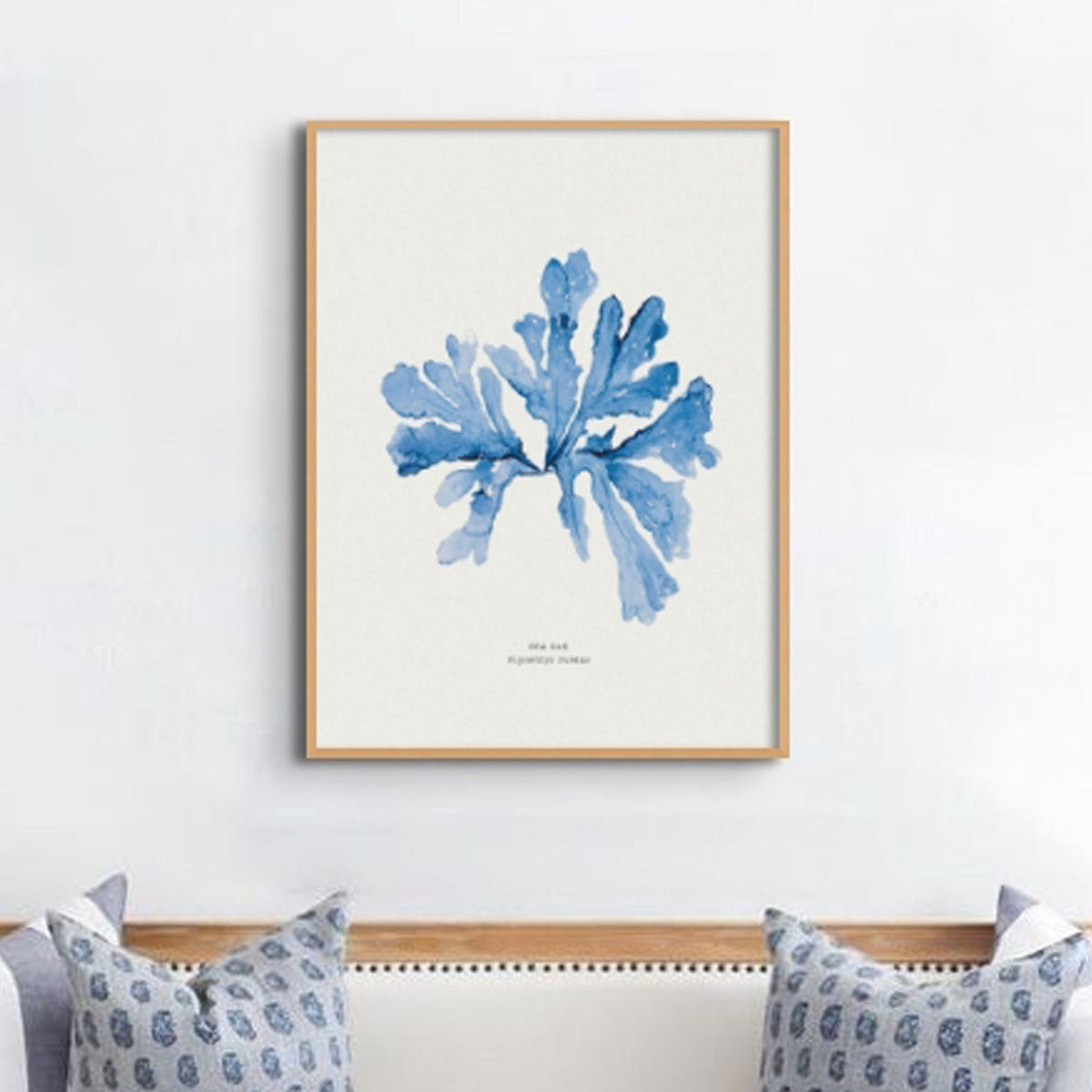 Indigo Seaweed Print | Botanical Seaweed Art (Sea Oak) - Framed