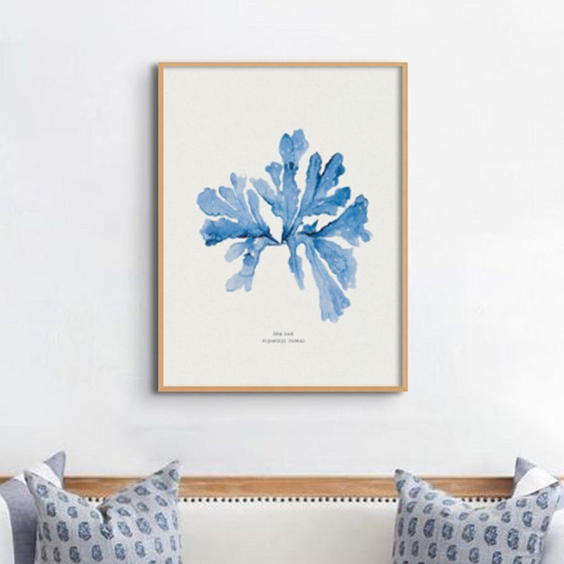 Indigo Seaweed Print | Botanical Seaweed Art (Sea Oak) - Framed