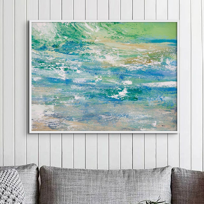 Sea Texture Painting | Sea Beach Painting Wall Art - Unframed Art Print