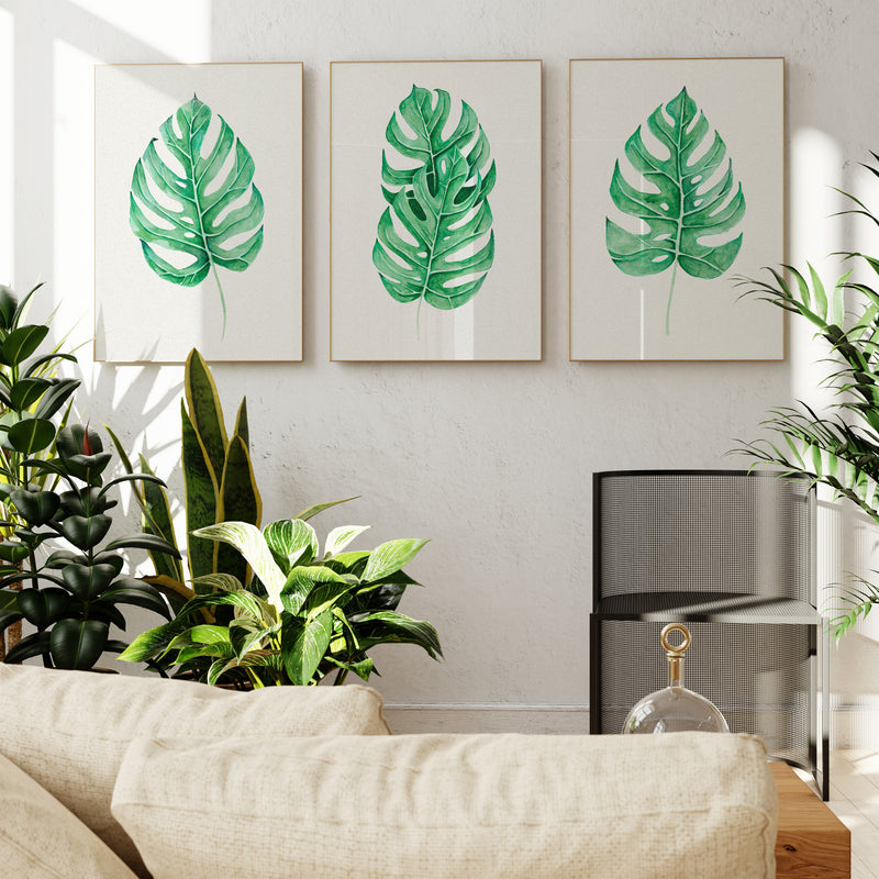 Monstera Leaf Artwork No 2 | Green Botanical Wall Art - Unframed