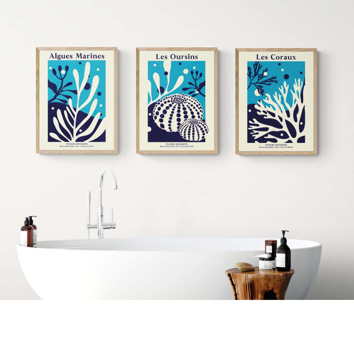 Set of Three Coral Art Prints | Coral and Seaweed Art Prints   - Unframed