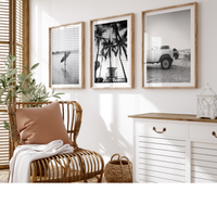 Set of Black and White Beach Photographs - Framed Beach House Art