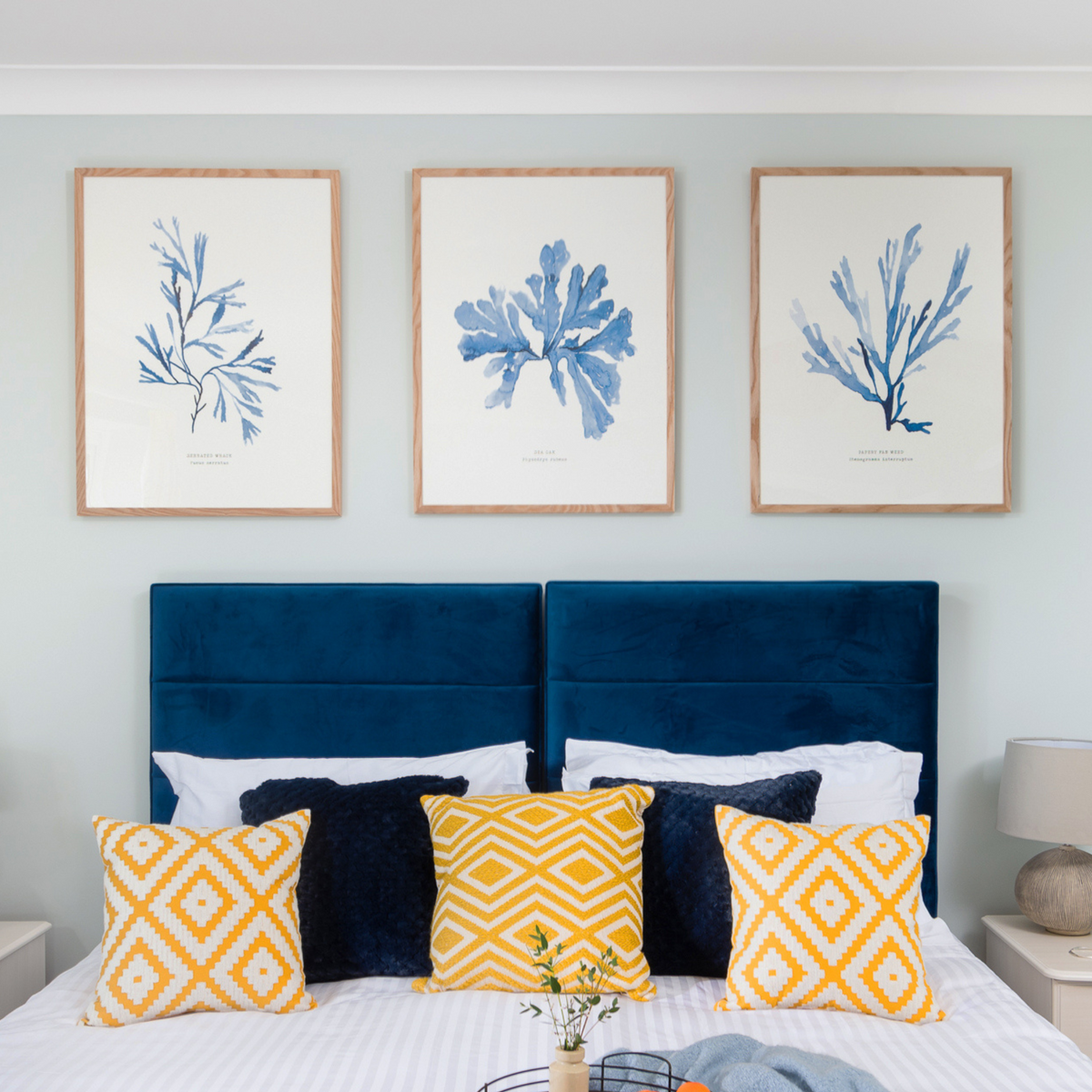 Indigo Seaweed Print | Botanical Seaweed Art (Sea Oak) - Framed