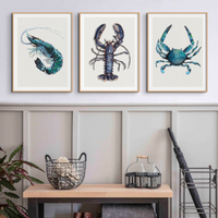 Lobster Art Print | Kitchen Wall Art | Lobster Print - Framed