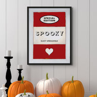 Spooky Halloween  Quote on  Vintage Style Book Cover Print  - Framed