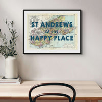 St Andrews Map Print | Our Happy Place Navy Map - Unframed