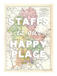 Happy Place Map With White Font - Personalised