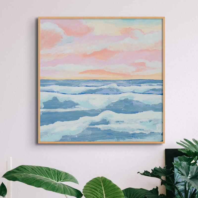 Sunrise Sea Painting | Seascape Painting - Framed Canvas