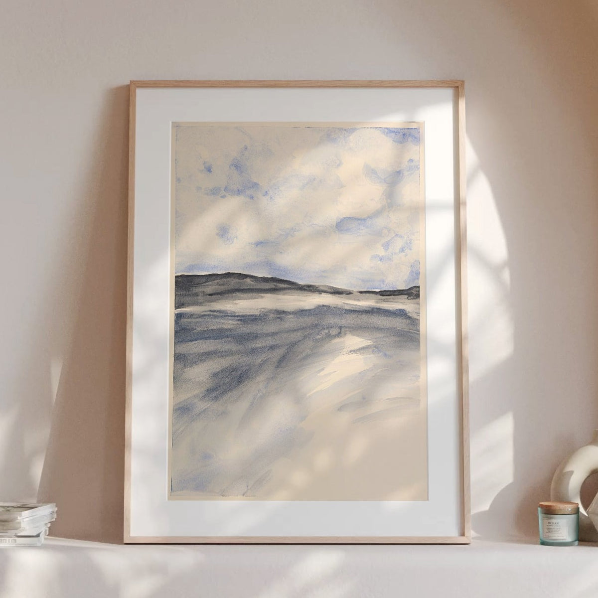 Watercolour Bay Painting | Modern Coastal Art - Framed