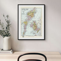 Western Isles of Scotland Vintage Map Print | Outer Hebrides Map - Unframed