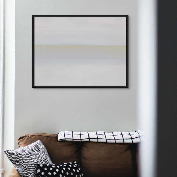 White Sea Painting | Minimal Abstract Coastal Painting - Framed Wall Art