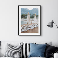 White Umbrellas Photo Print | Italian Coast Photography - Unframed Wall Art