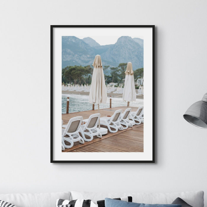 White Umbrellas Photo Print | Italian Coast Photography - Unframed Wall Art