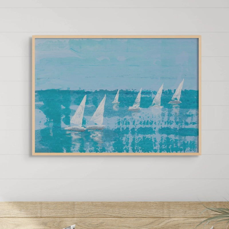 White Sail Regatta | Sailing Painting | Nautical Sailing Regatta Painting  - Unframed