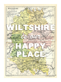 Personalised Quote on Map Print | Personalised Vintage Map Picture - Unframed