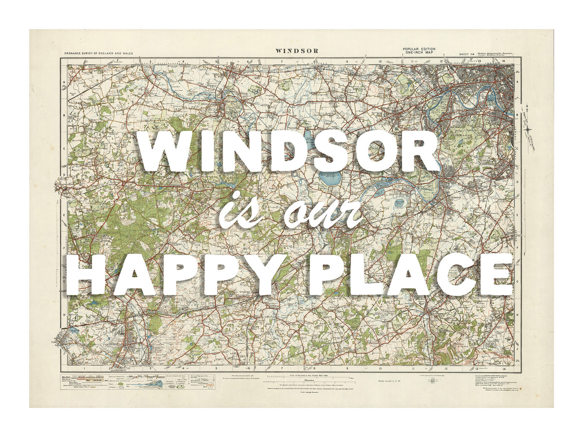 Personalised Quote on Map Print | Personalised Vintage Map Picture - Unframed