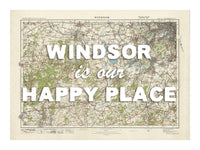 Happy Place Map With White Font - Personalised