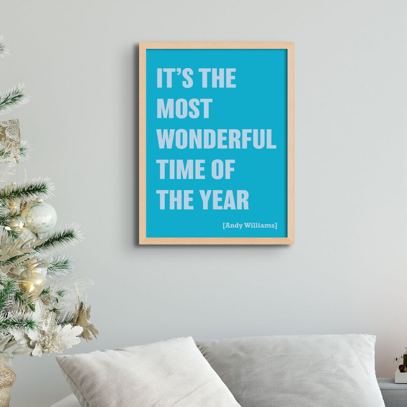 Wonderful | Aqua | Typography Lyric Art Print - Framed