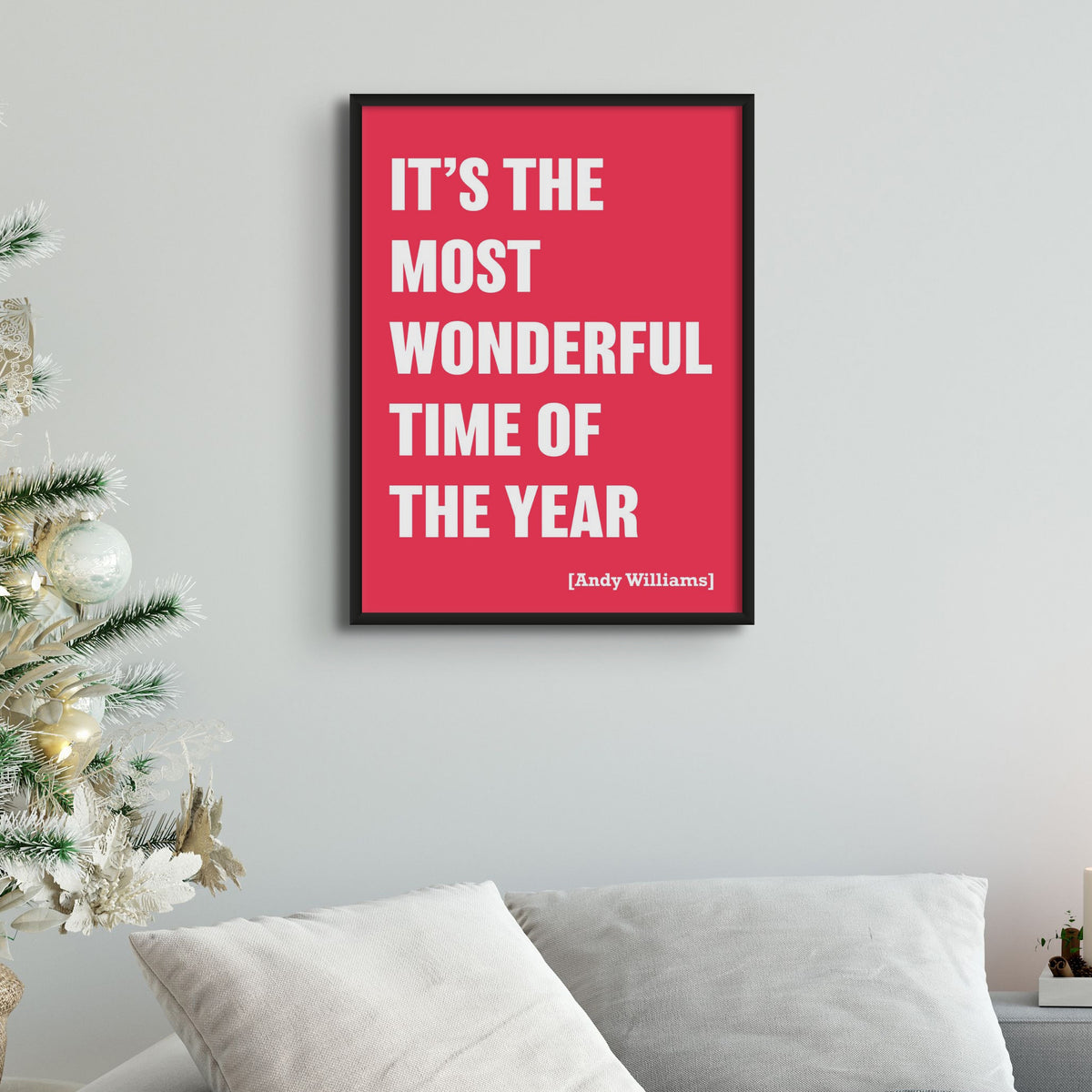 Wonderful Quote Christmas Print | Red | Lyric Art Print - Unframed