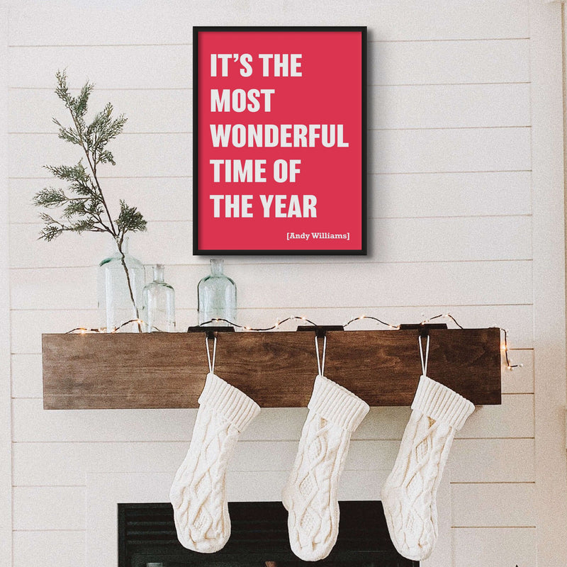 Wonderful Quote Christmas Print | Red | Lyric Art Print - Unframed