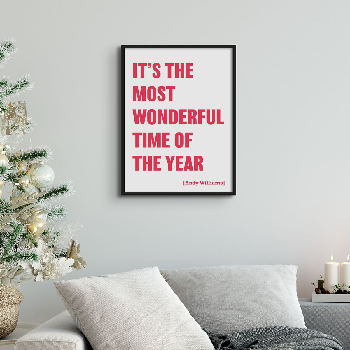 Wonderful | White | Typography Lyric Art Print - Framed