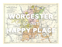 Happy Place Map With White Font - Personalised