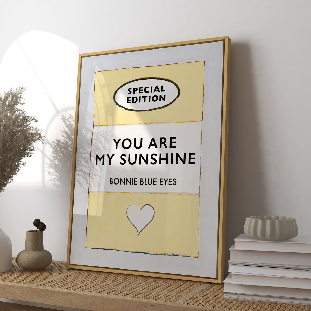 You Are My Sunshine song lyric on vintage style book cover - Unframed