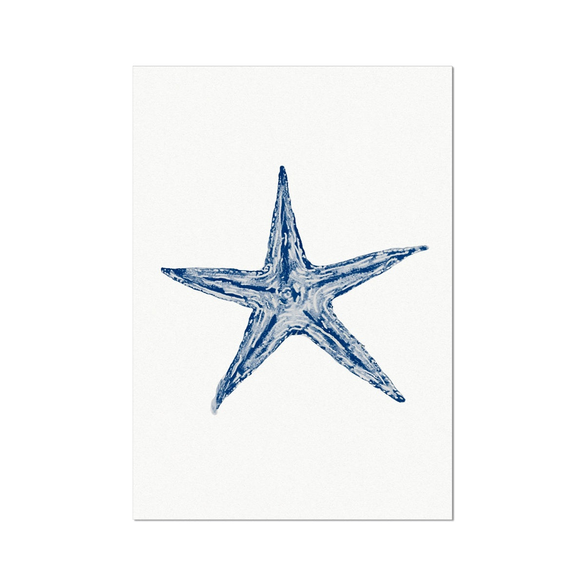 Watercolour Shell Art |  Blue Art Starfish Print - Unframed