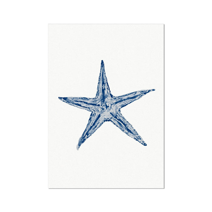 Watercolour Shell Art | Navy Blue Art | Starfish Print - Unframed