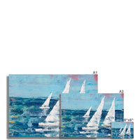 Three White Sails |Sailing Painting | Nautical Sailing Regatta Painting  - Unframed