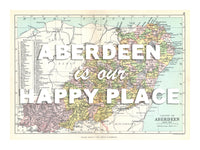 Happy Place Map With White Font - Personalised