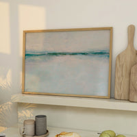 Tide Beach Painting | Aqua | Abstract Sea Painting - Framed